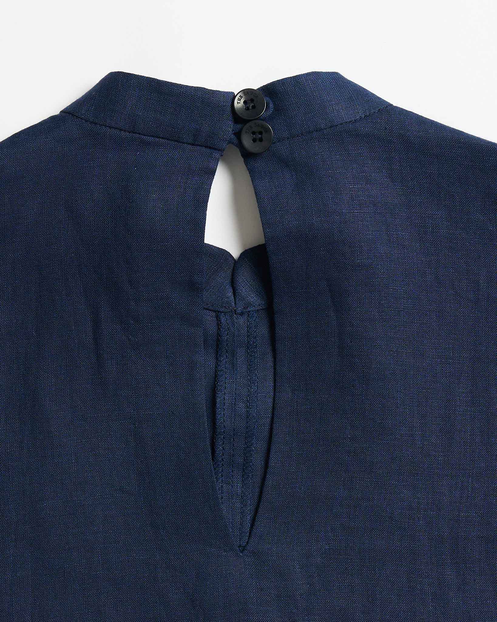 The Soléne Navy Blue Top in Heritage Irish Linen