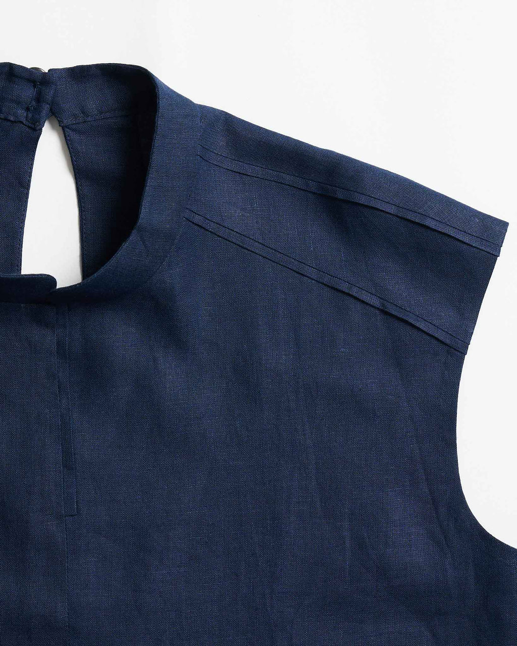 The Soléne Navy Blue Top in Heritage Irish Linen