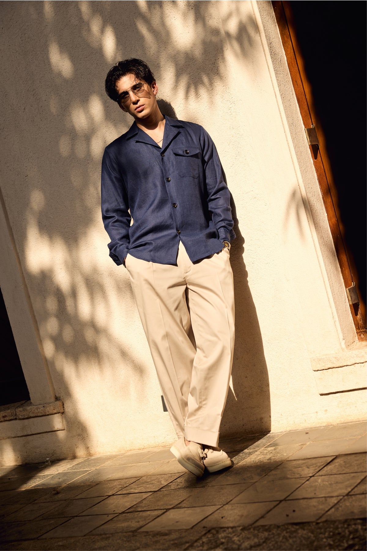 The Renan Navy blue Shirt in Heritage Irish Linen