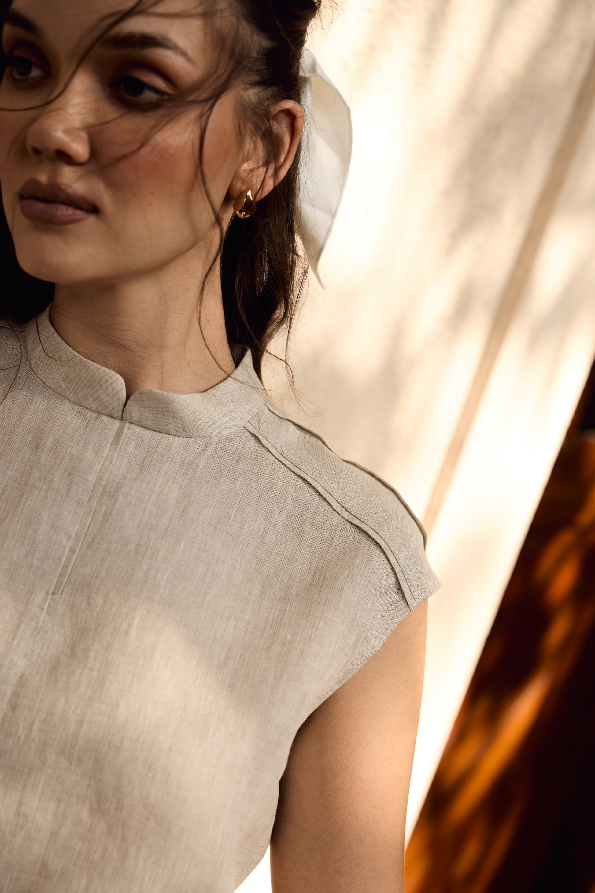 The Soléne Top in Oatmeal