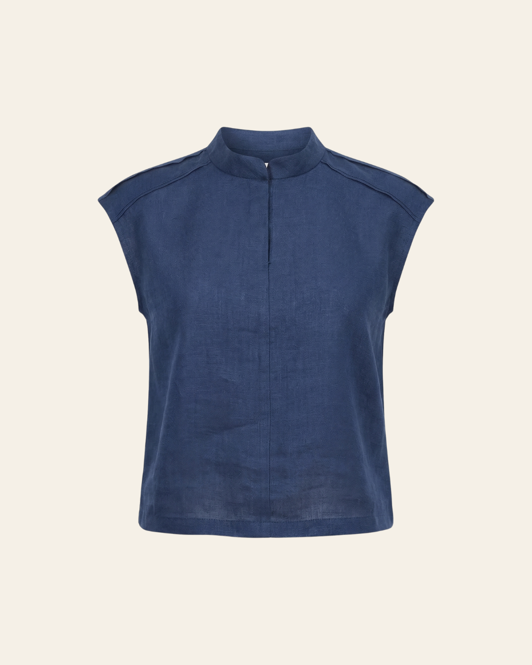 The Soléne Navy Blue Top in Heritage Irish Linen