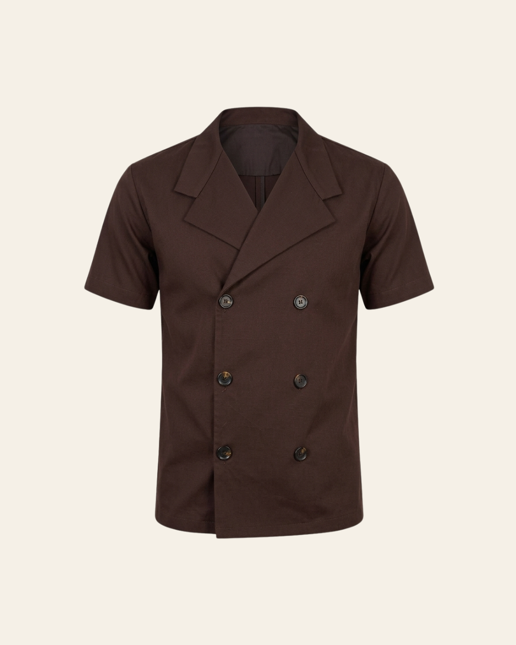Brown notch lapel collar shirt in Premium Giza Cotton