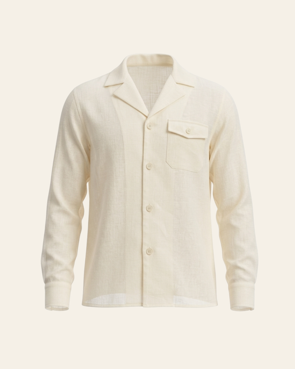 The Renan Cream Shirt in  Heritage Irish Linen Crepe Finish