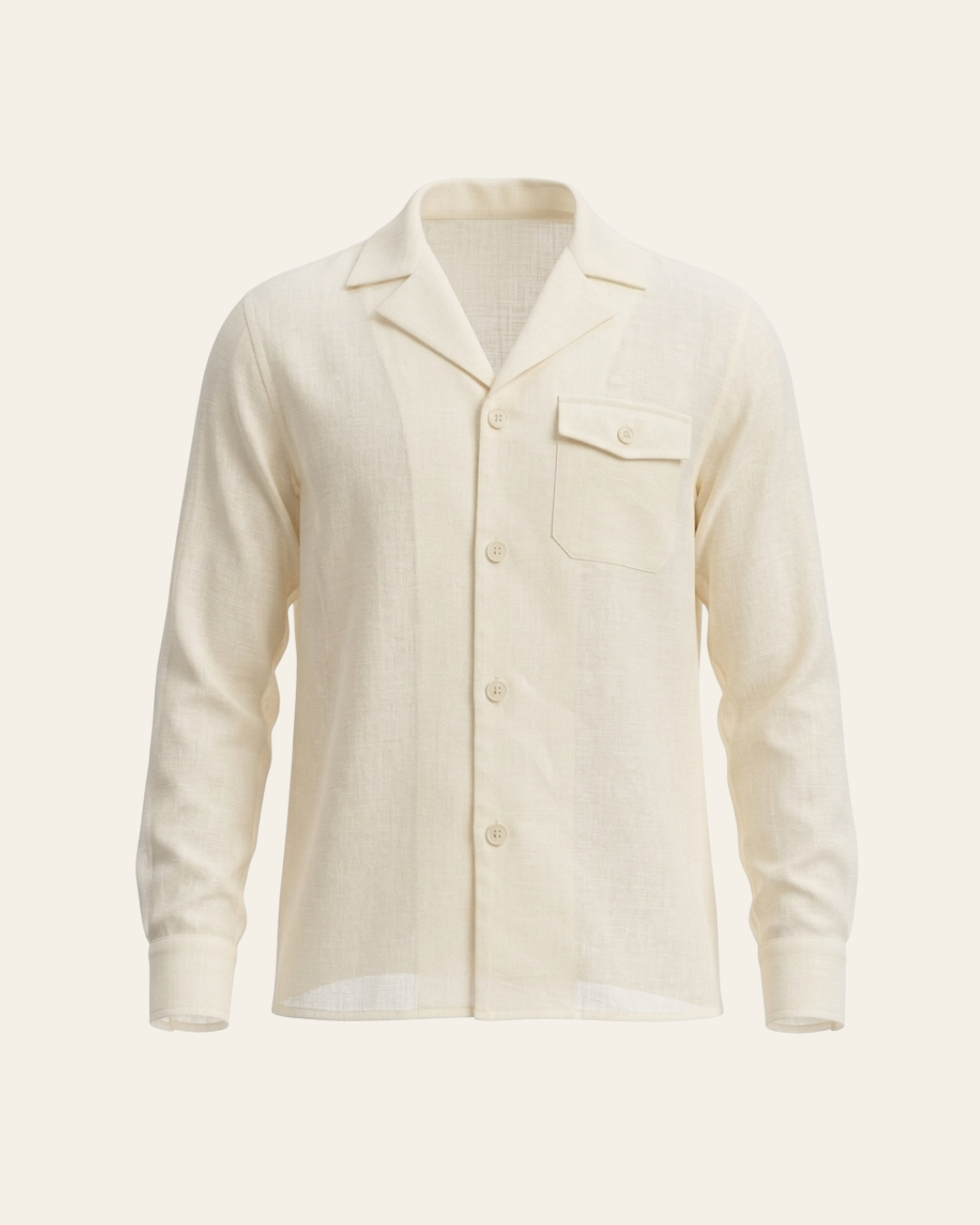 The Renan Cream Shirt in  Heritage Irish Linen Crepe Finish