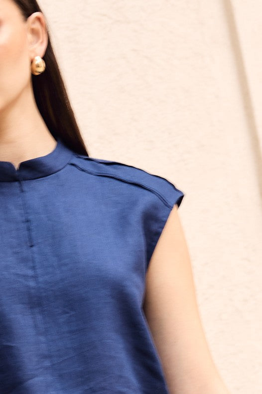 The Soléne Top in Navy blue